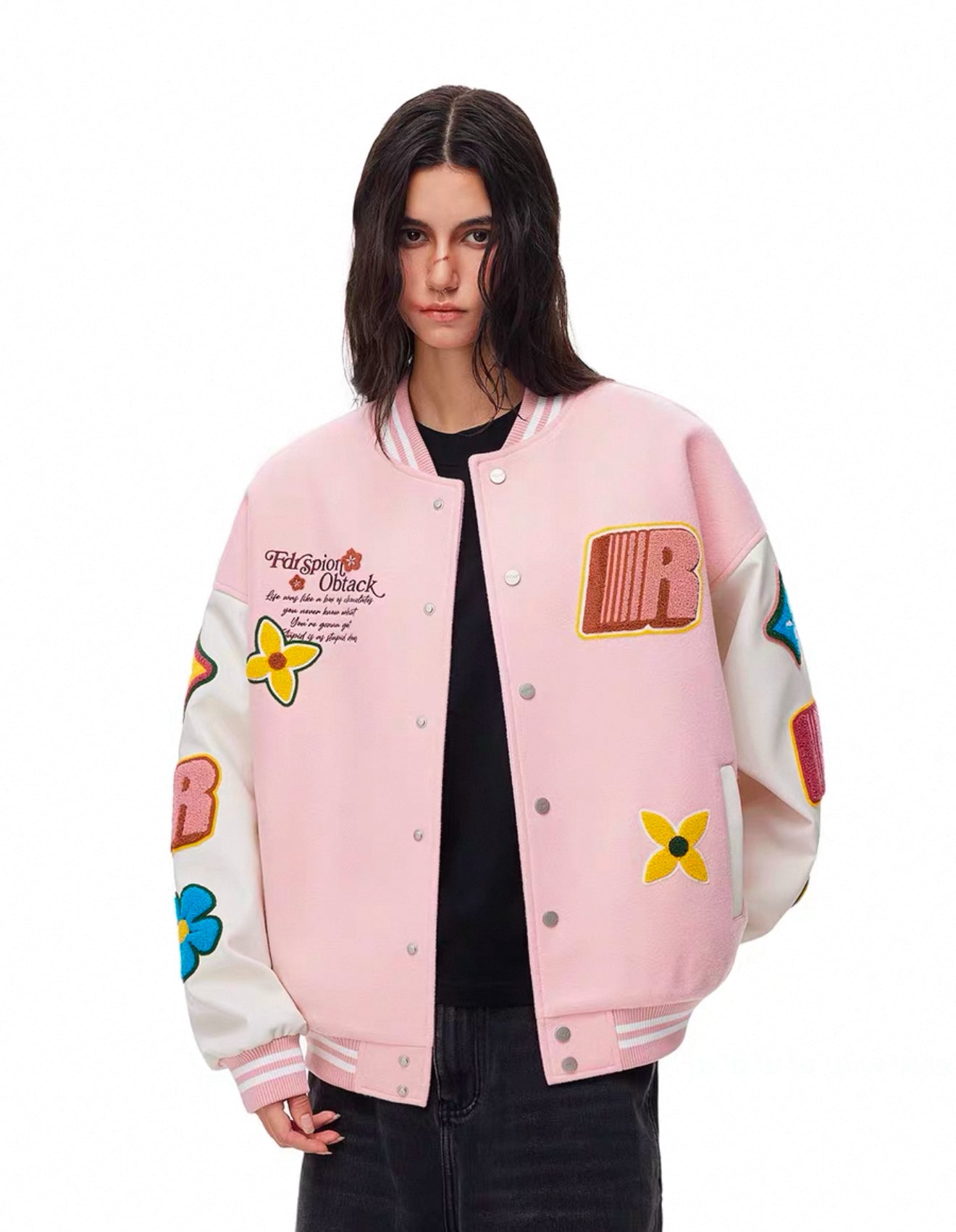 Floral Thickened Unisex Baseball Jacket