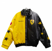 Ferrari Black & Yellow Leather Jacket – Limited Edition Racing Star Bomber