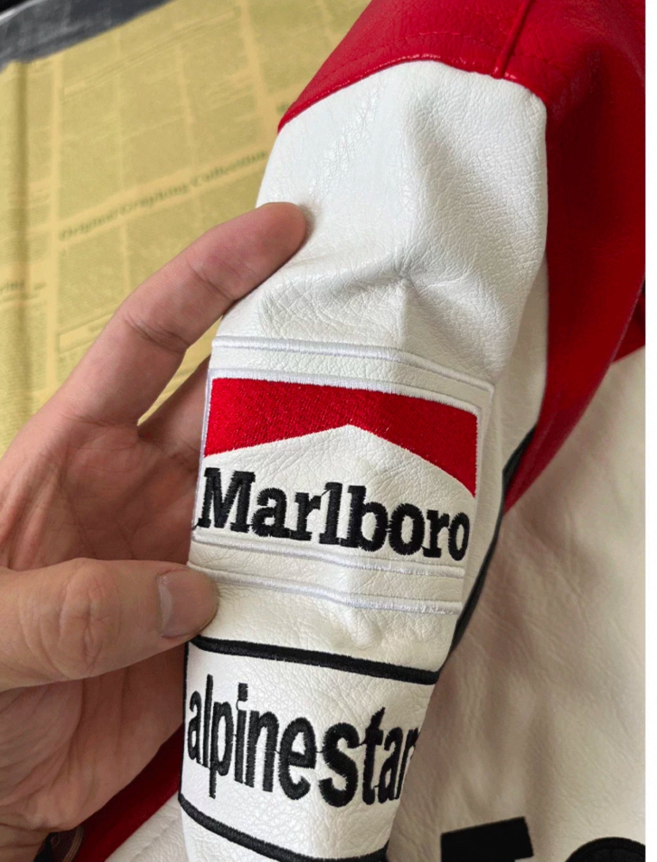 Marlboro Racing Leather Jacket – Retro MotoGP/F1 Style (Red & Brown Variants)