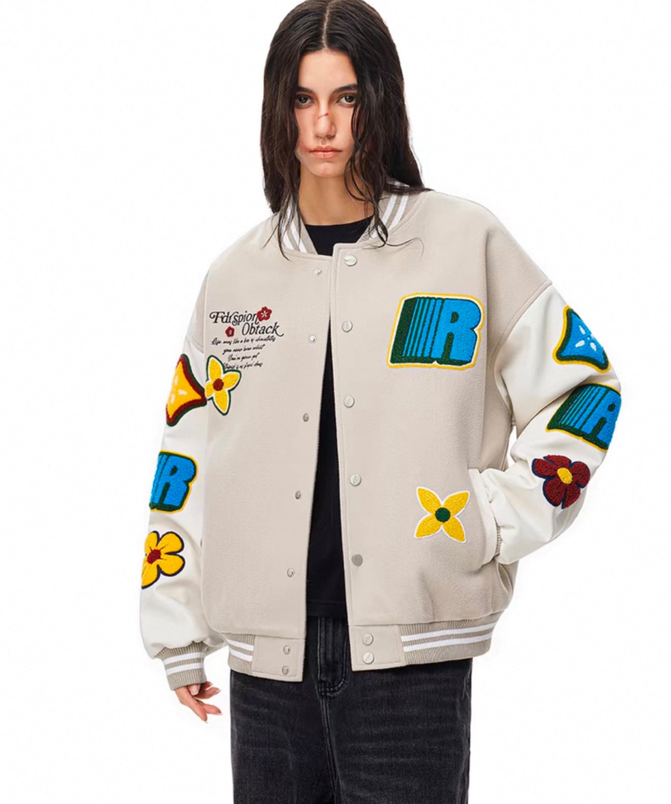 Floral Thickened Unisex Baseball Jacket