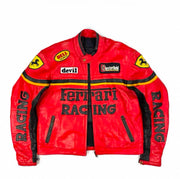 Ferrari Racing Leather Jacket – Vintage F1 Style Motorsport Outerwear