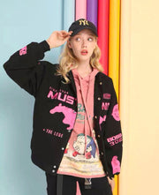 Mustang Black and Pink Racing Jacket