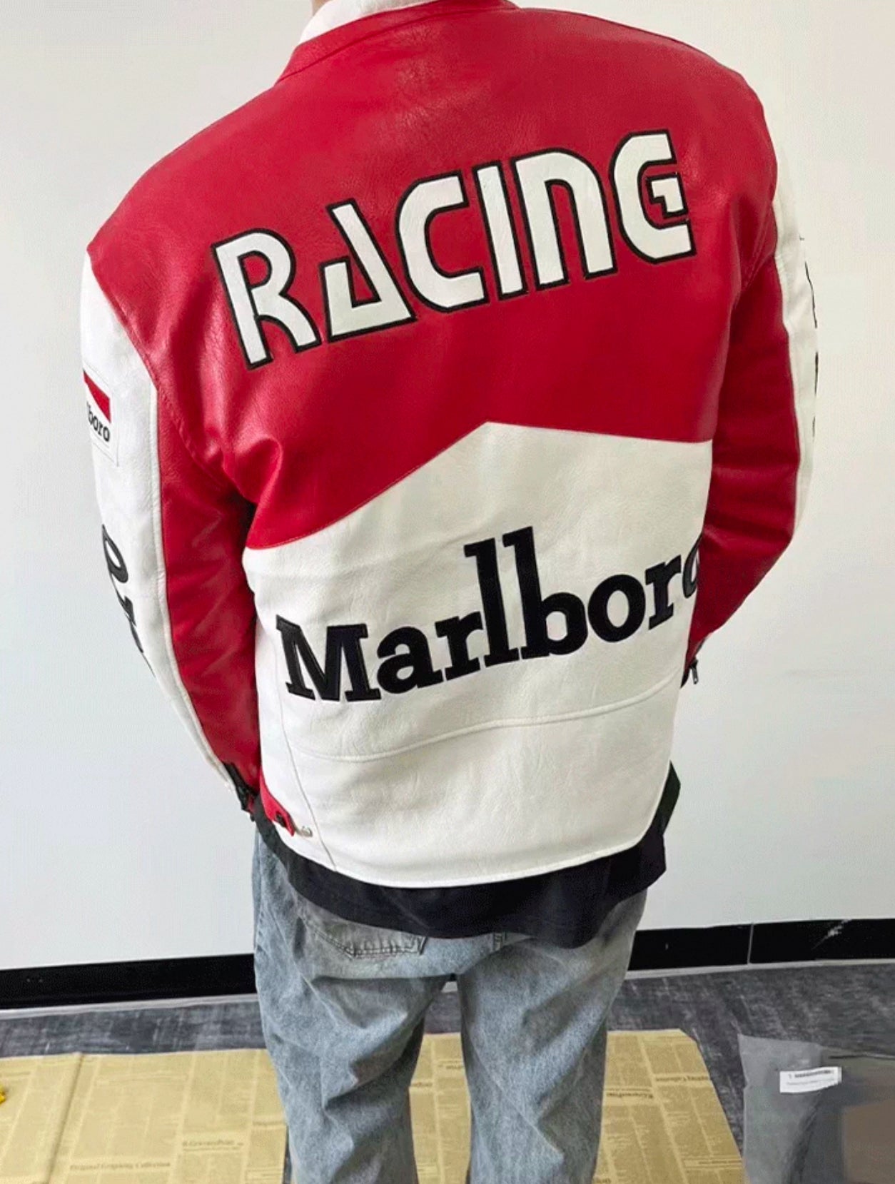 Marlboro Racing Leather Jacket – Retro MotoGP/F1 Style (Red & Brown Variants)