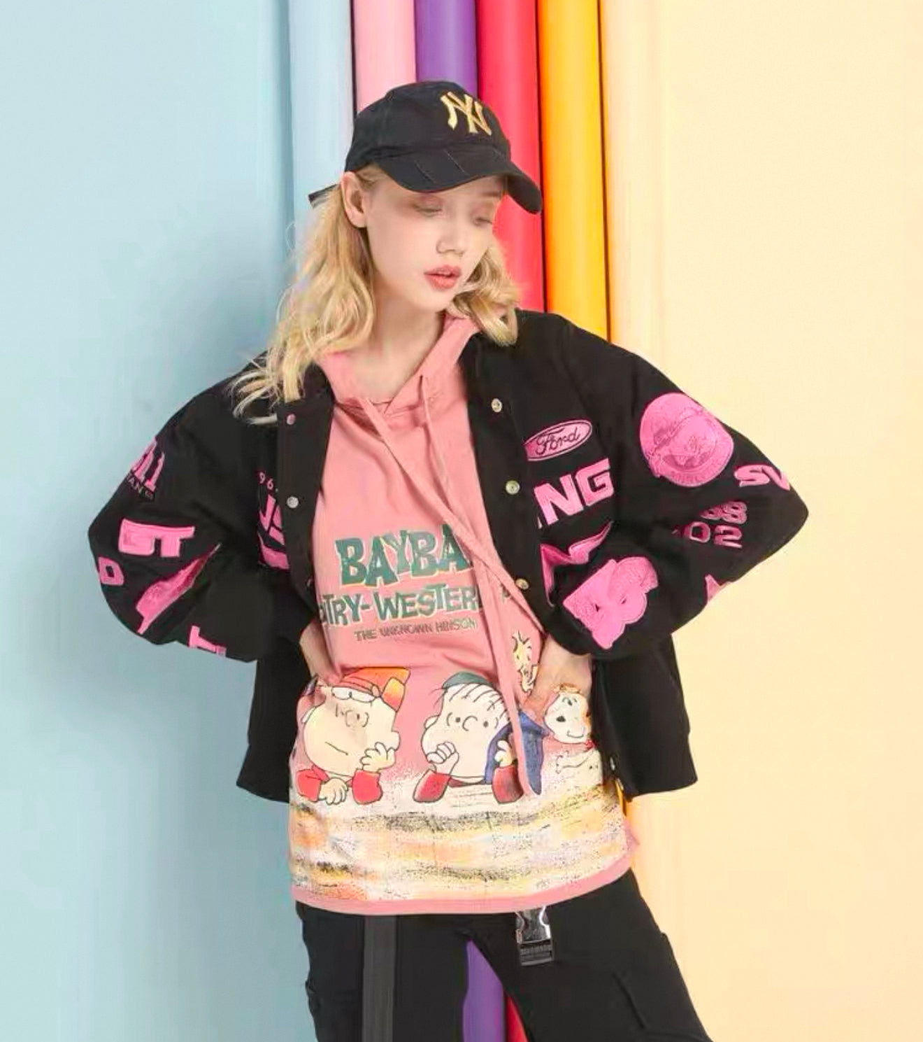 Mustang Black and Pink Racing Jacket