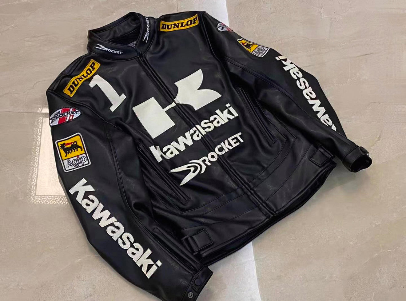 Kawasaki Racing Leather Jacket – MotoGP Style Biker Gear