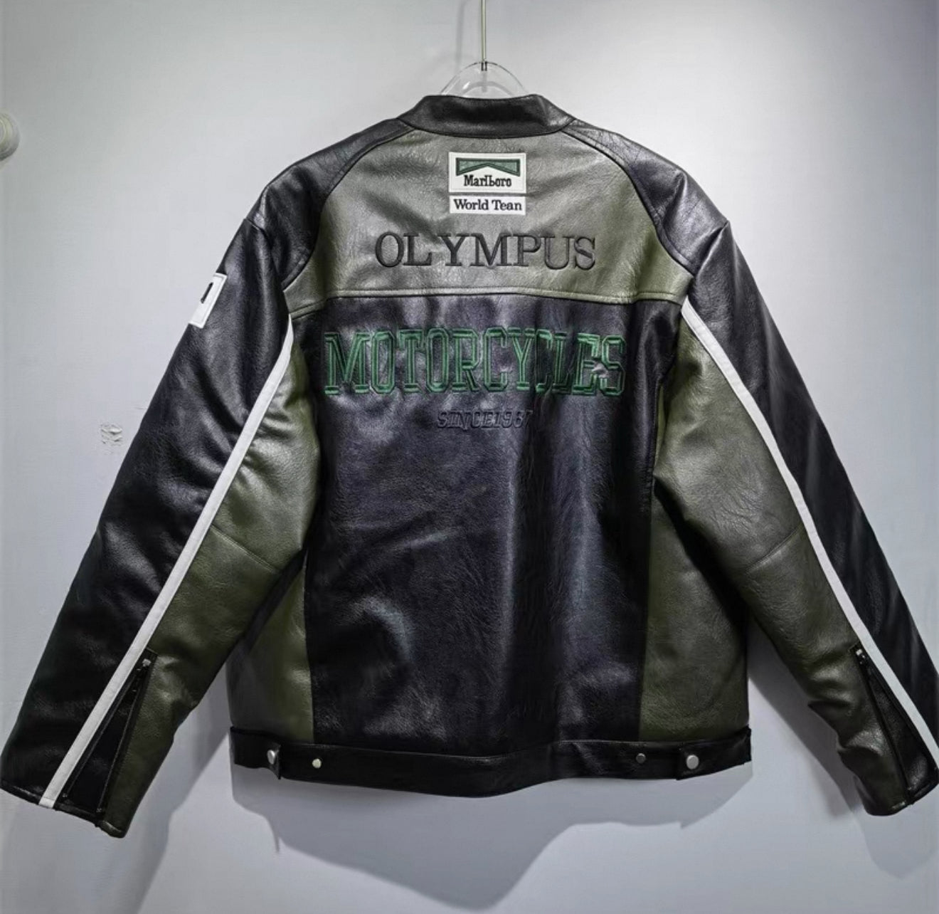 Ferrari Racing Leather Jacket – Black & Green Olympus Edition Motorsport Style