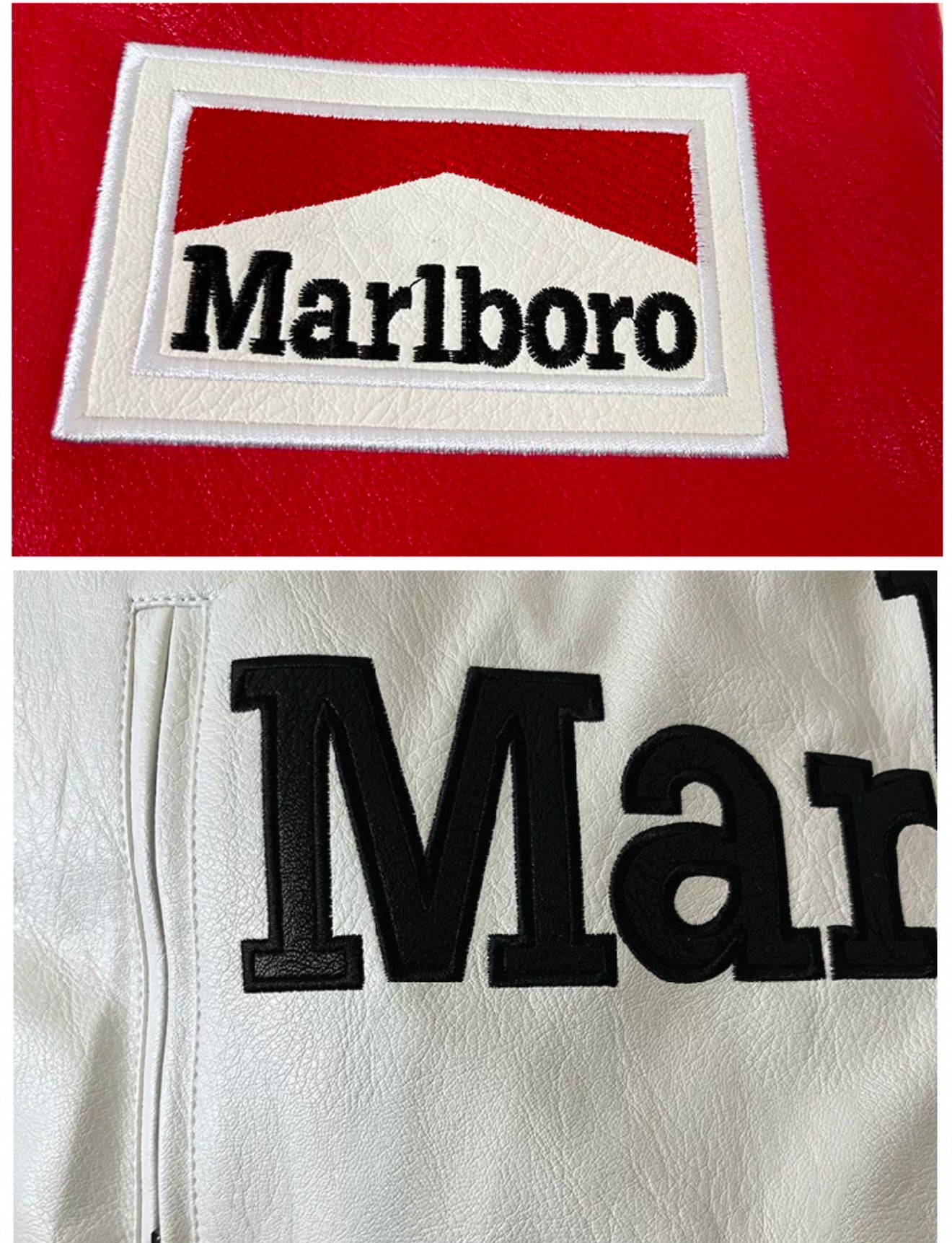 Marlboro Racing Leather Jacket – Retro MotoGP/F1 Style (Red & Brown Variants)