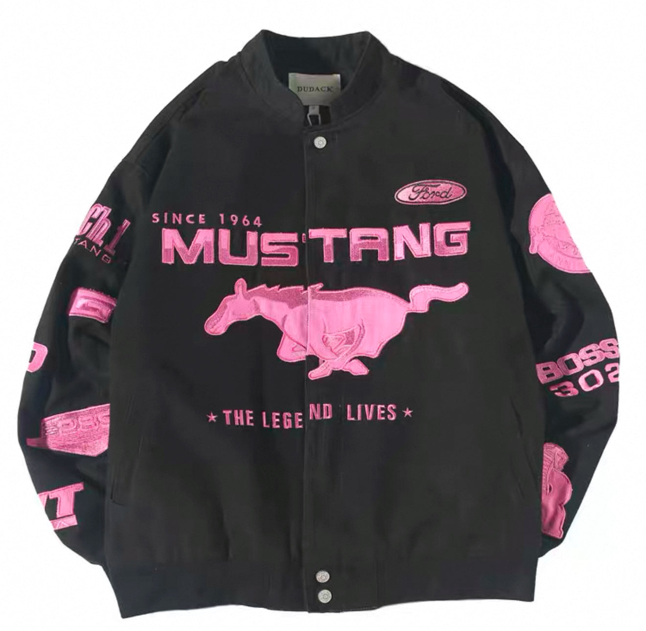 Mustang Black and Pink Racing Jacket
