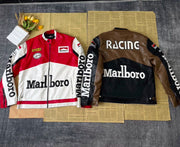Marlboro Racing Leather Jacket – Retro MotoGP/F1 Style (Red & Brown Variants)